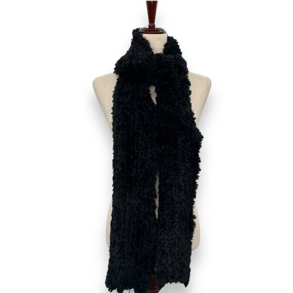 NEW INC International Concepts Fluffy Faux Fur Black Scarf Rectangle Stretch NWT - Picture 5 of 12